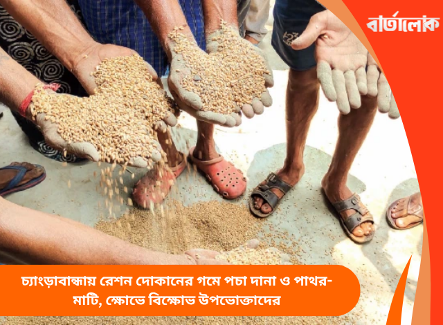 চ্যাংড়াবান্ধায় রেশন দোকানের গমে পচা দানা ও পাথর-মাটি, ক্ষোভে বিক্ষোভ উপভোক্তাদের